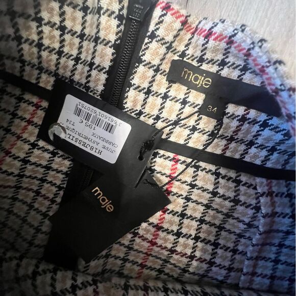 Maje Houndstooth Plaid Wrap Skirt – Chic Asymmetrical Design, Size 34 (US XS) - Picture 6 of 6